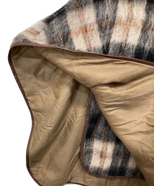 6(ROKU) BEAUTY&YOUTH（ロク ビューティーアンドユース）6(ROKU) BEAUTY&YOUTH (ロク ビューティーアンドユース) SHAGGY CHECK PIPING PONCHO ブラウン サイズ:36の古着・服飾アイテム