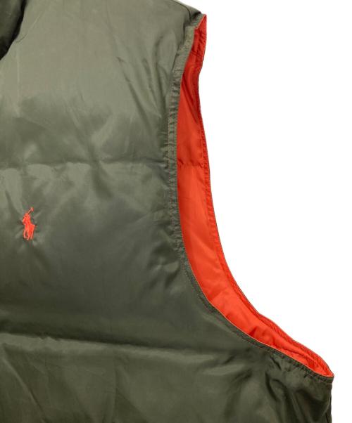 POLO RALPH LAUREN（ポロ・ラルフローレン）POLO RALPH LAUREN (ポロ・ラルフローレン) リバーシブルダウンベスト オリーブ×オレンジ サイズ:3XLTの古着・服飾アイテム