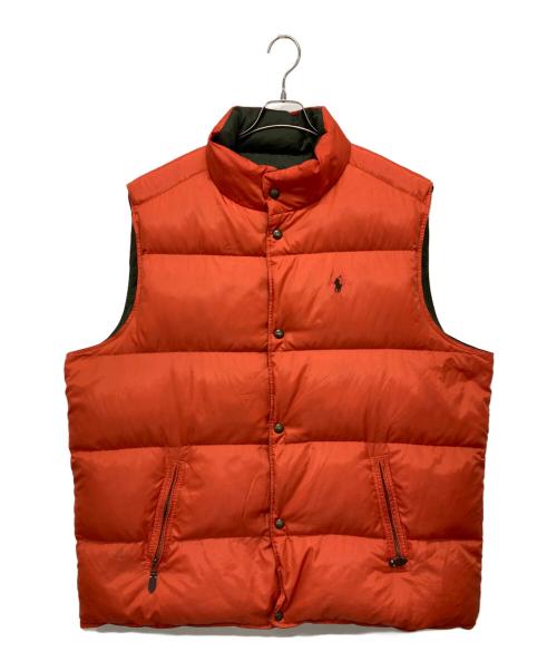 POLO RALPH LAUREN（ポロ・ラルフローレン）POLO RALPH LAUREN (ポロ・ラルフローレン) リバーシブルダウンベスト オリーブ×オレンジ サイズ:3XLTの古着・服飾アイテム