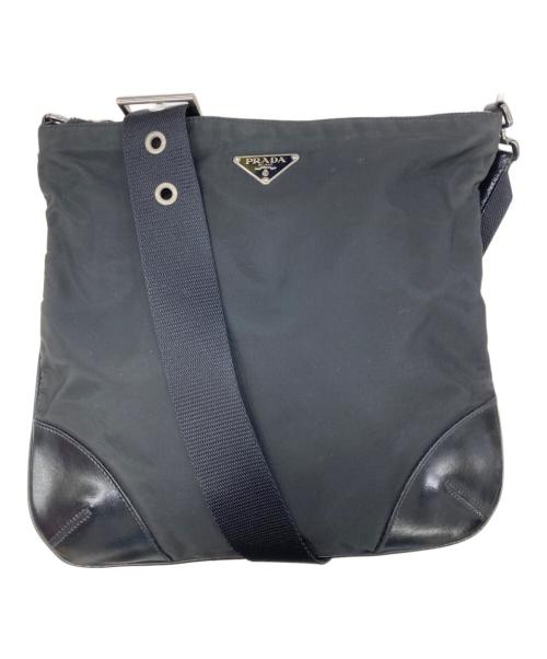 PRADA（プラダ）PRADA (プラダ) ナイロンショルダーバッグ ブラック×イエローの古着・服飾アイテム
