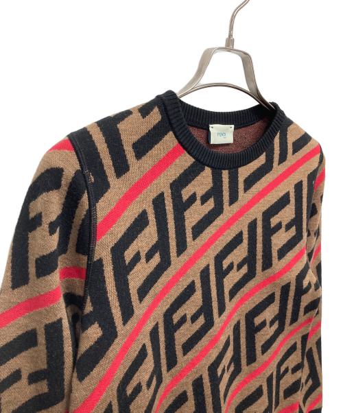 FENDI（フェンディ）FENDI (フェンディ) ズッカ柄ニット ブラウン サイズ:12A(キッズサイズ推定)の古着・服飾アイテム
