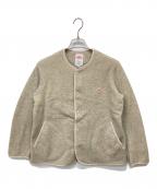DANTONダントン）の古着「FLEECE COLLARLESS JACKET/フリースジャケット」｜アイボリー