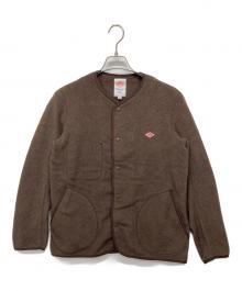 DANTON（ダントン）の古着「FLEECE COLLARLESS JACKET/フリースジャケット」｜ブラウン