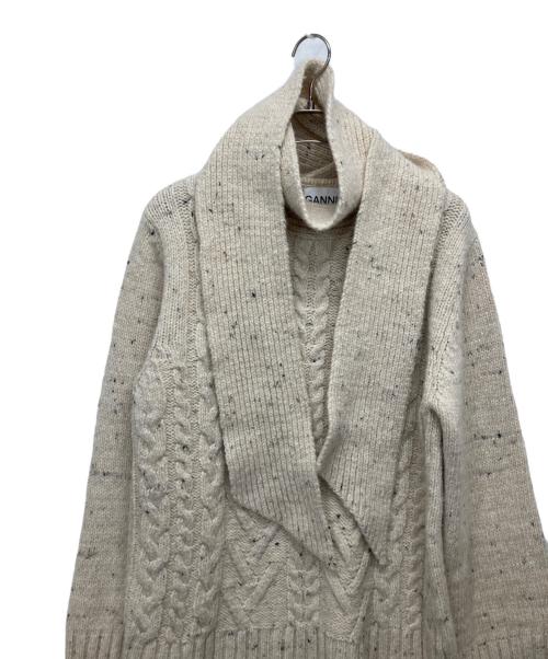 GANNI（ガニー）GANNI (ガニー) Cable Knit/マフラーデザインニット ホワイト サイズ:XSの古着・服飾アイテム
