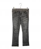 TORNADO MARTトルネードマート）の古着「ユーズド加工ローライズフレアデニムパンツ」｜グレー