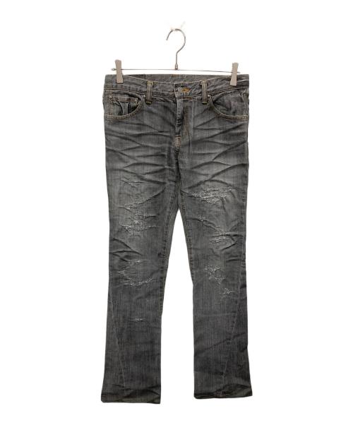 TORNADO MART（トルネードマート）TORNADO MART (トルネードマート) ユーズド加工ローライズフレアデニムパンツ グレー サイズ:Mの古着・服飾アイテム