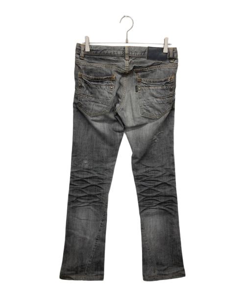 TORNADO MART（トルネードマート）TORNADO MART (トルネードマート) ユーズド加工ローライズフレアデニムパンツ グレー サイズ:Mの古着・服飾アイテム