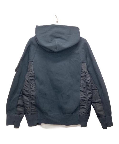 NIKE（ナイキ）NIKE (ナイキ) sacai (サカイ) ロゴプリント再構築プルオーバーパーカー ブラック サイズ:Mの古着・服飾アイテム