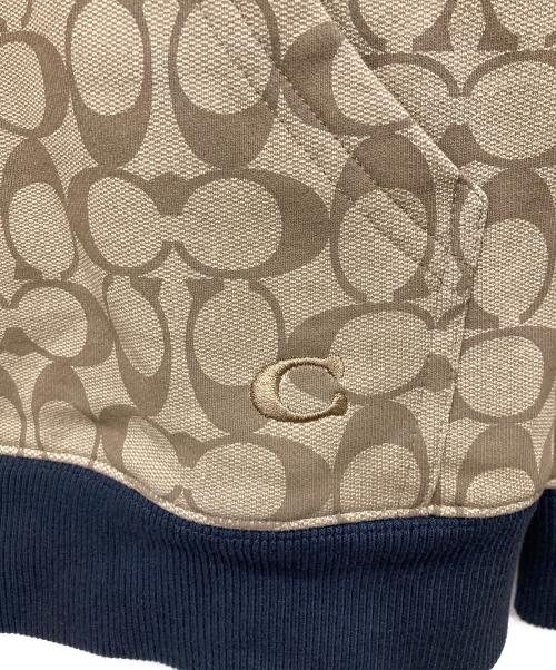 COACH（コーチ）COACH (コーチ) シグネチャープリントプルオーバーパーカー ベージュ サイズ:MEDIUMの古着・服飾アイテム