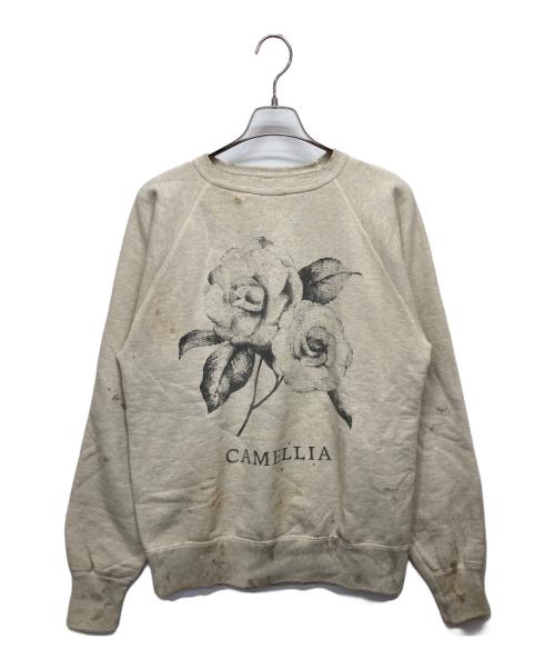 SAINT MICHAEL（セントマイケル）SAINT MICHAEL (セントマイケル) RGLN SWT SH CAMELLIA/カメリアプリントラグランスウェット ベージュ サイズ:Mの古着・服飾アイテム