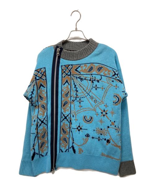 sacai（サカイ）sacai (サカイ) Dr.Woo ジップアップニット スカイブルー サイズ:1の古着・服飾アイテム