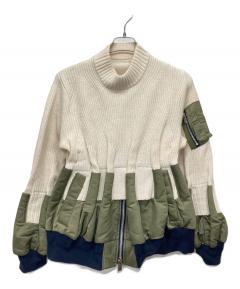 中古・古着通販】sacai (サカイ) ドッキングライダースニット ネイビー