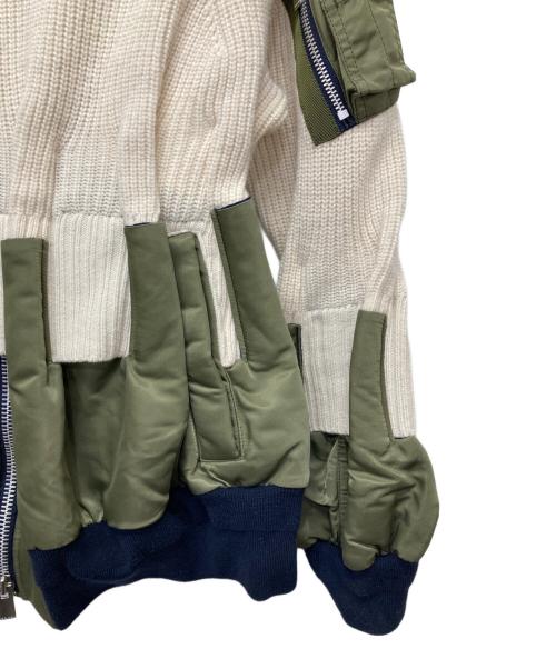 sacai（サカイ）sacai (サカイ) ネックウォーマー付MA-1ドッキングニット アイボリー サイズ:1の古着・服飾アイテム