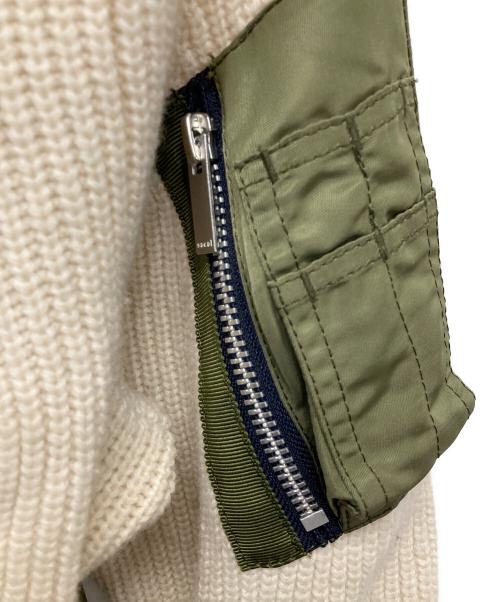 sacai（サカイ）sacai (サカイ) ネックウォーマー付MA-1ドッキングニット アイボリー サイズ:1の古着・服飾アイテム