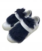 MONCLERモンクレール）の古着「VICTOIRE ファーベルクロスニーカー」｜ホワイト×ネイビー