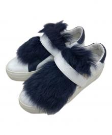 MONCLER（モンクレール）の古着「VICTOIRE ファーベルクロスニーカー」｜ホワイト×ネイビー