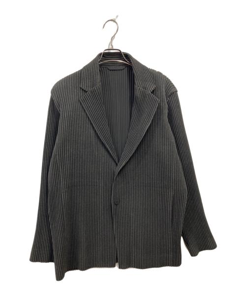 HOMME PLISSE ISSEY MIYAKE（オム プリッセ イッセイ ミヤケ）HOMME PLISSE ISSEY MIYAKE (オム プリッセ イッセイ ミヤケ) WOOL LIKE LIGHT/プリーツジャケット グレー サイズ:3の古着・服飾アイテム