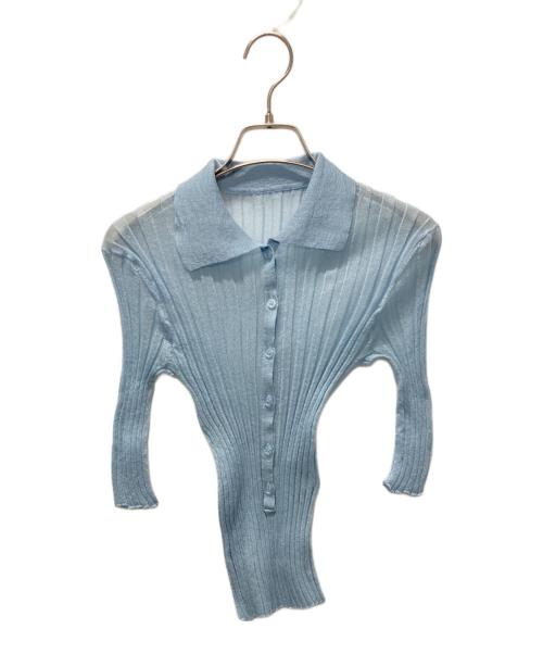 STUNNING LURE（スタニングルアー）STUNNING LURE (スタニングルアー) ｒワイドリブポロニット スカイブルー サイズ:Sの古着・服飾アイテム