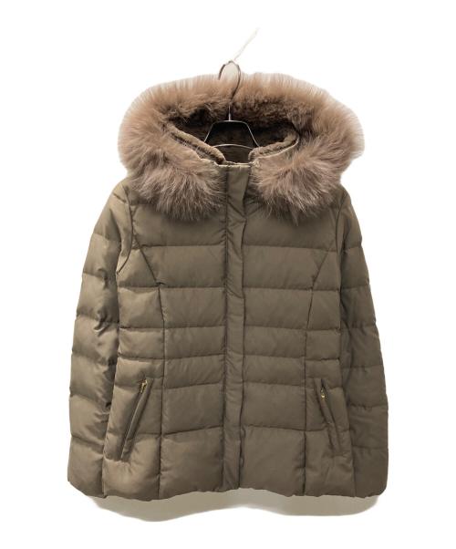 INDIVI（インディヴィ）INDIVI (インディヴィ) フーデットファーショートダウンコート カーキ サイズ:40の古着・服飾アイテム