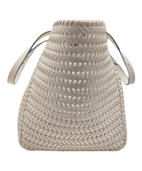 ANYA HINDMARCH（アニヤ・ハインドマーチ）ANYA HINDMARCH (アニヤ・ハインドマーチ) NEESON SQUARE TOTE/ニーソンスクエアトートバッグ ラージ アイボリーの古着・服飾アイテム