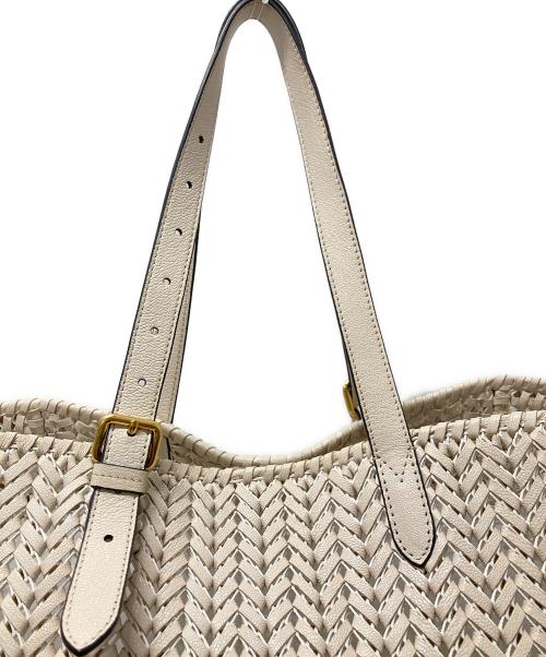 ANYA HINDMARCH（アニヤ・ハインドマーチ）ANYA HINDMARCH (アニヤ・ハインドマーチ) NEESON SQUARE TOTE/ニーソンスクエアトートバッグ ラージ アイボリーの古着・服飾アイテム