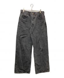 MARKA（マーカ）の古着「SELVEDGE DENIM WIDE LEG JEANS/ブラックデニムパンツ」｜ブラック
