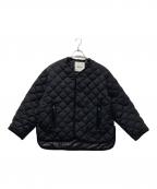 Gymphlexジムフレックス）の古着「ダイヤキルトダウン Vネック カラーレスジャケット」｜ブラック