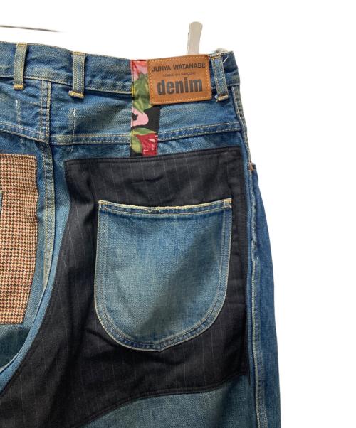 JUNYA WATANABE COMME des GARCONS（(ジュンヤワタナベ コムデギャルソン）JUNYA WATANABE COMME des GARCONS ((ジュンヤワタナベ コムデギャルソン) マルチパッチワークテーパードデニムパンツ インディゴ サイズ:Mの古着・服飾アイテム