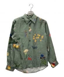 CABAN（キャバン）の古着「BLOOMIN’ ARTシルクツイルレギュラーカラーシャツ」｜グリーン