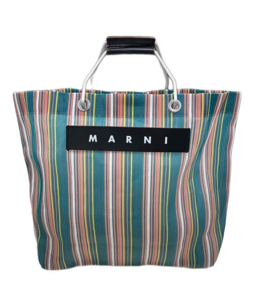 MARNI（マルニ）MARNI (マルニ) フラワーカフェストライプバッグ ピンク×グリーンの古着・服飾アイテム