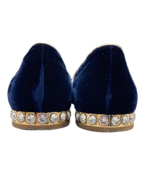 MIU MIU（ミュウミュウ）MIU MIU (ミュウミュウ) 刺繍ベロアオペラシューズ ネイビー サイズ:SIZE 37.5の古着・服飾アイテム