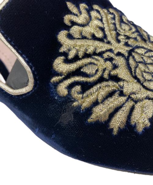 MIU MIU（ミュウミュウ）MIU MIU (ミュウミュウ) 刺繍ベロアオペラシューズ ネイビー サイズ:SIZE 37.5の古着・服飾アイテム