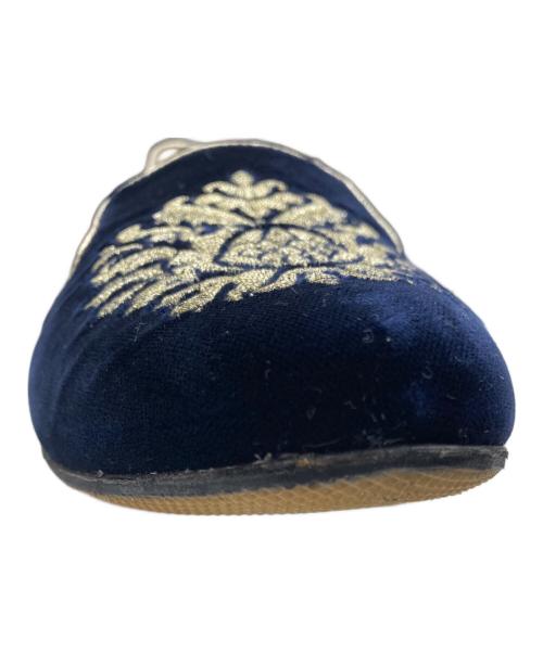 MIU MIU（ミュウミュウ）MIU MIU (ミュウミュウ) 刺繍ベロアオペラシューズ ネイビー サイズ:SIZE 37.5の古着・服飾アイテム