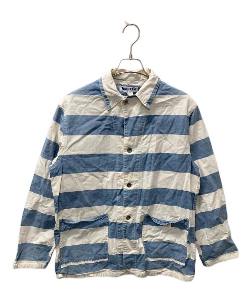 POST O'ALLS（ポストオーバーオールズ）POST O'ALLS (ポストオーバーオールズ) カバーオール ホワイト×ブルー サイズ:Sの古着・服飾アイテム