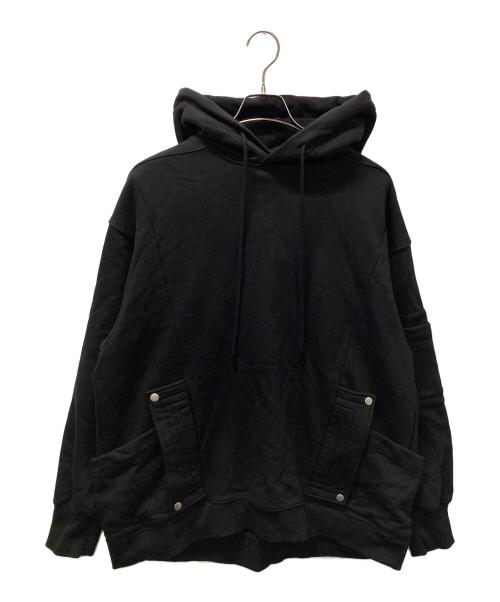 A.F ARTEFACT（エーエフ アーティファクト）A.F ARTEFACT (エーエフ アーティファクト) FLAP-DETAIL SWEAT HOODIE ブラック サイズ:SIZE 3の古着・服飾アイテム