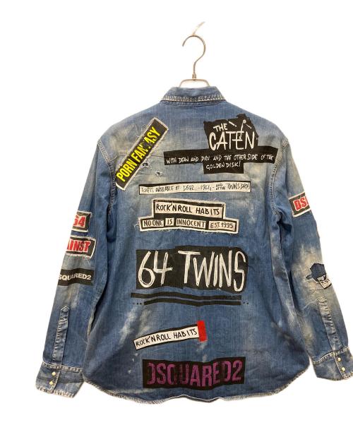 DSQUARED2（ディースクエアード）DSQUARED2 (ディースクエアード) パッチデニムシャツ インディゴ サイズ:44の古着・服飾アイテム