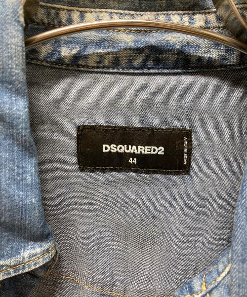 DSQUARED2（ディースクエアード）DSQUARED2 (ディースクエアード) パッチデニムシャツ インディゴ サイズ:44の古着・服飾アイテム