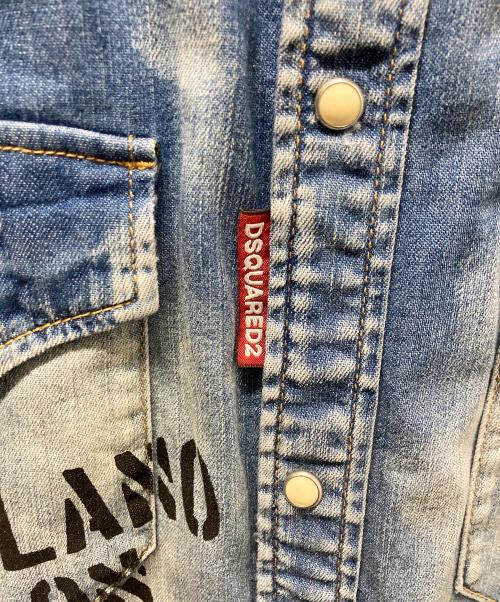 DSQUARED2（ディースクエアード）DSQUARED2 (ディースクエアード) パッチデニムシャツ インディゴ サイズ:44の古着・服飾アイテム