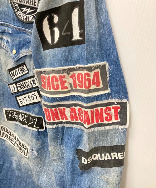 DSQUARED2（ディースクエアード）DSQUARED2 (ディースクエアード) パッチデニムシャツ インディゴ サイズ:44の古着・服飾アイテム