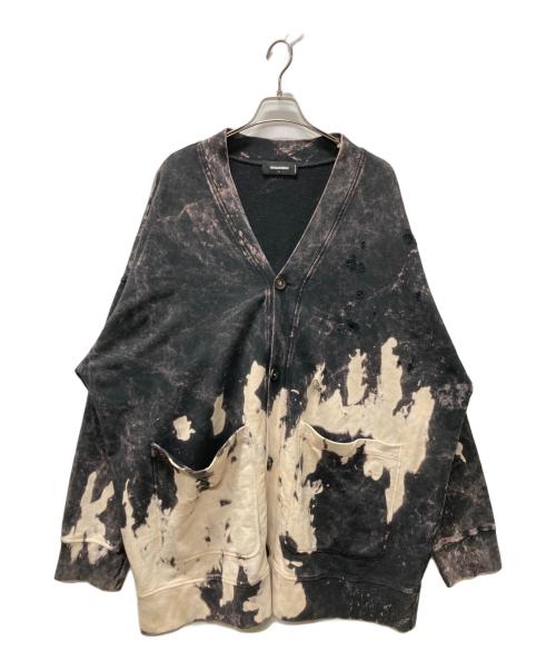 DSQUARED2（ディースクエアード）DSQUARED2 (ディースクエアード) ブリーチ加工カーディガン グレー×ベージュ サイズ:Lの古着・服飾アイテム