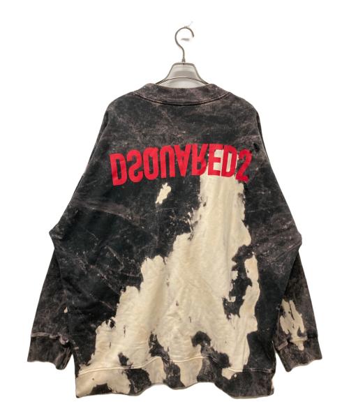 DSQUARED2（ディースクエアード）DSQUARED2 (ディースクエアード) ブリーチ加工カーディガン グレー×ベージュ サイズ:Lの古着・服飾アイテム