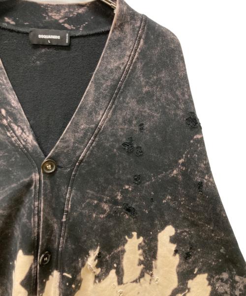 DSQUARED2（ディースクエアード）DSQUARED2 (ディースクエアード) ブリーチ加工カーディガン グレー×ベージュ サイズ:Lの古着・服飾アイテム