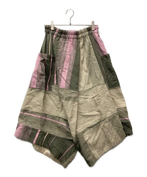 tamaki niime（タマキ ニイメ）tamaki niime (タマキ ニイメ) コットンサルエルパンツ ピンク×黄緑 サイズ:FREEの古着・服飾アイテム