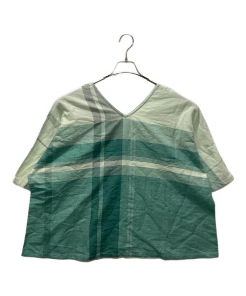 tamaki niime（タマキ ニイメ）tamaki niime (タマキ ニイメ) Vネックカットソー/Vネックブラウス グリーンの古着・服飾アイテム