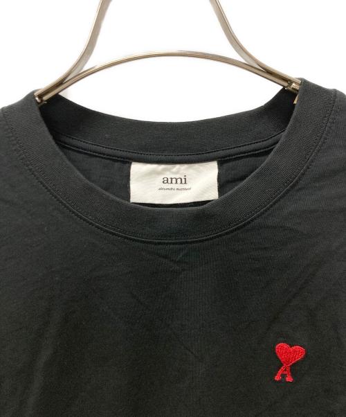 AMI Alexandre Mattiussi（アミアレクサンドルマテュッシ）AMI Alexandre Mattiussi (アミアレクサンドルマテュッシ) ハートロゴ刺繍Tシャツ ブラック サイズ:Mの古着・服飾アイテム