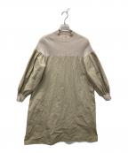 BEARDSLEYビアズリー）の古着「ニットコンビワンピース」｜ベージュ