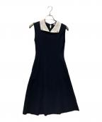 Reneルネ）の古着「白襟ビジューワンピース」｜ブラック