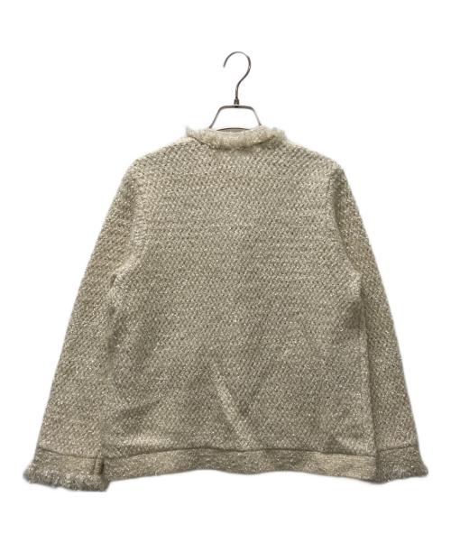 allureville（アルアバイル）allureville (アルアバイル) スパンコールジャガードニットジャケット ベージュ サイズ:Mの古着・服飾アイテム