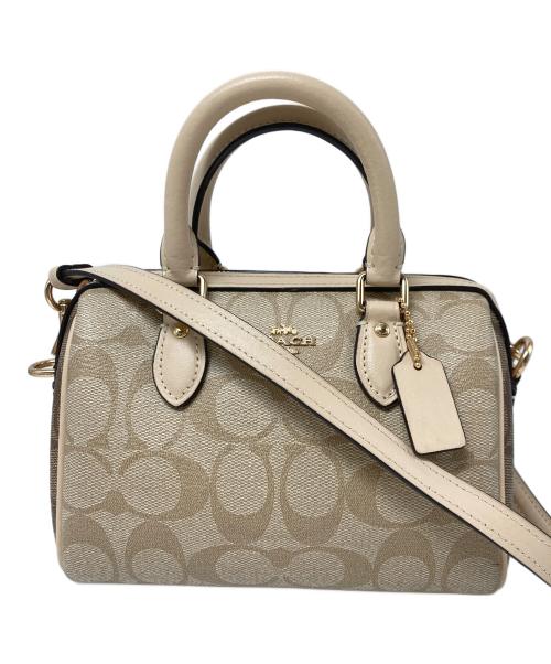 COACH（コーチ）COACH (コーチ) ミニ ローアン サッチェル・ブロックド シグネチャー キャンバス ベージュの古着・服飾アイテム