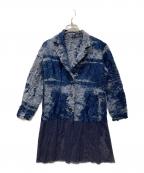 ISSEY MIYAKEイッセイミヤケ）の古着「メッシュ切替コットンナイロン変形テーラードジャケット」｜ブルー